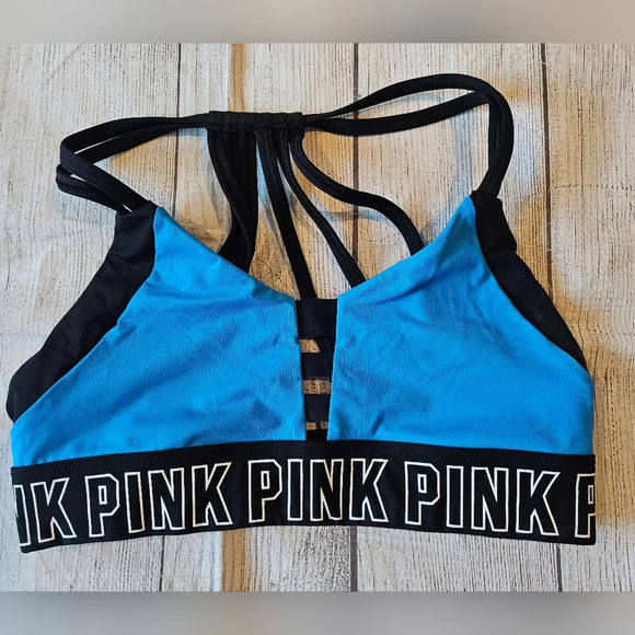 PINK Victoria's Secret Other - Victoria's Secret PINK Blue and black sports Bra. Size Small